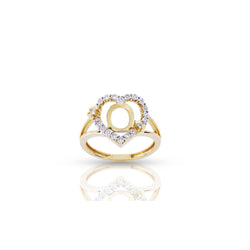 10K Yellow Gold Heart Shape Diamond Initial Ring