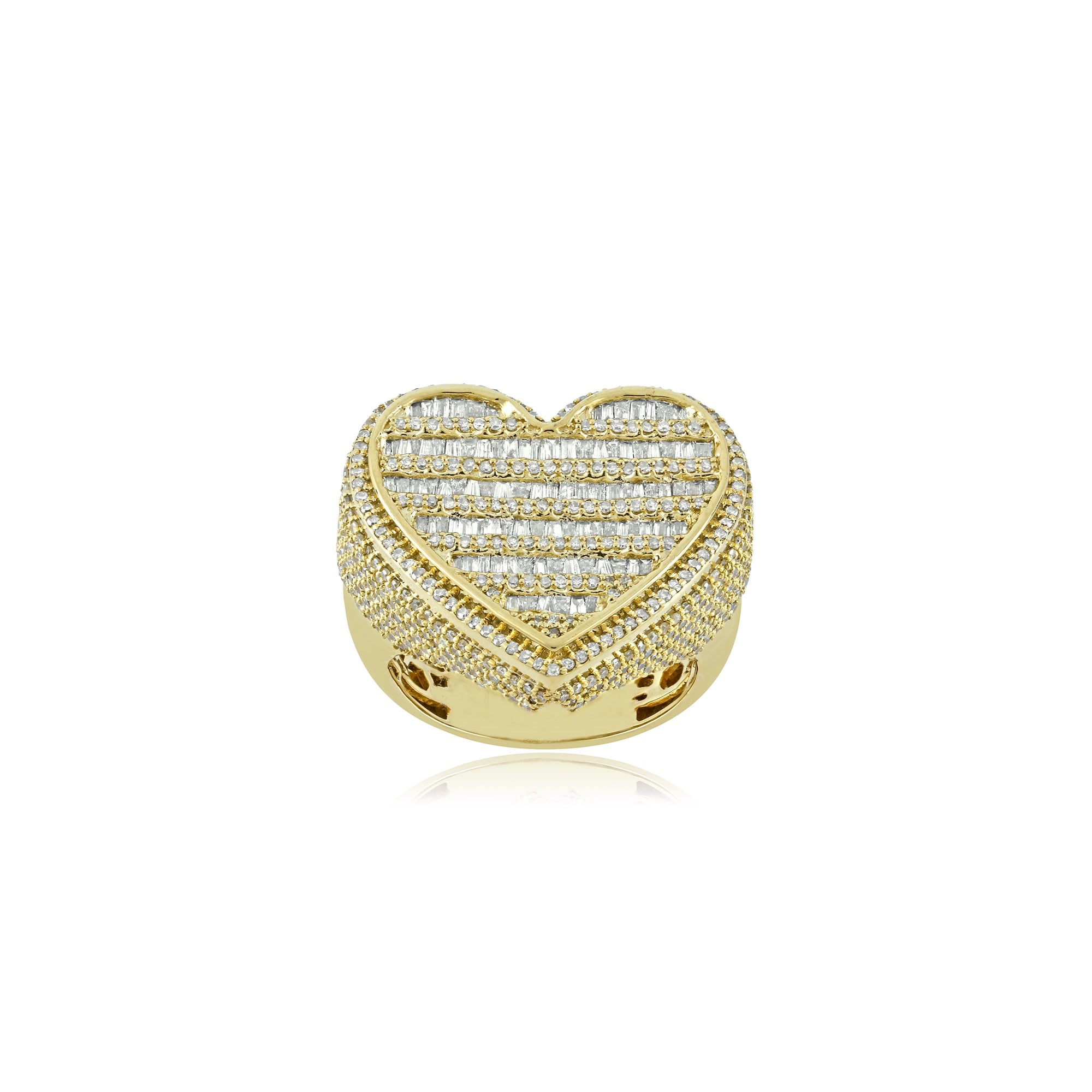 Yellow Gold Baguette Diamond Heart Ring by Rafaela Jewelry