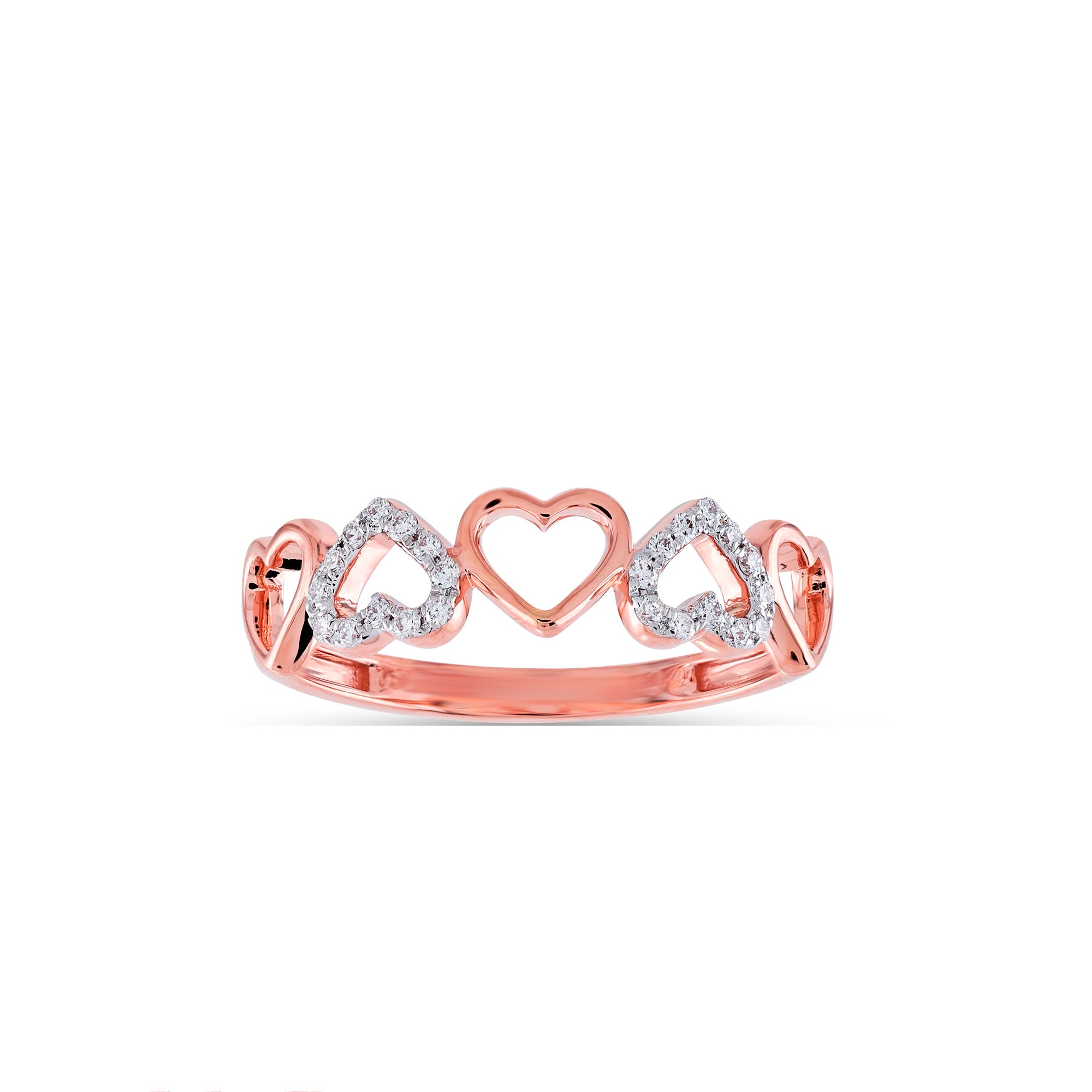 Rose Gold Round Diamond Multi Heart Ring For Women's