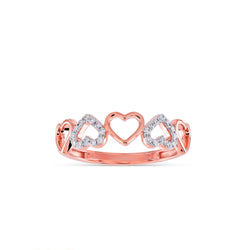 Rose Gold Round Diamond Multi Heart Ring For Women's