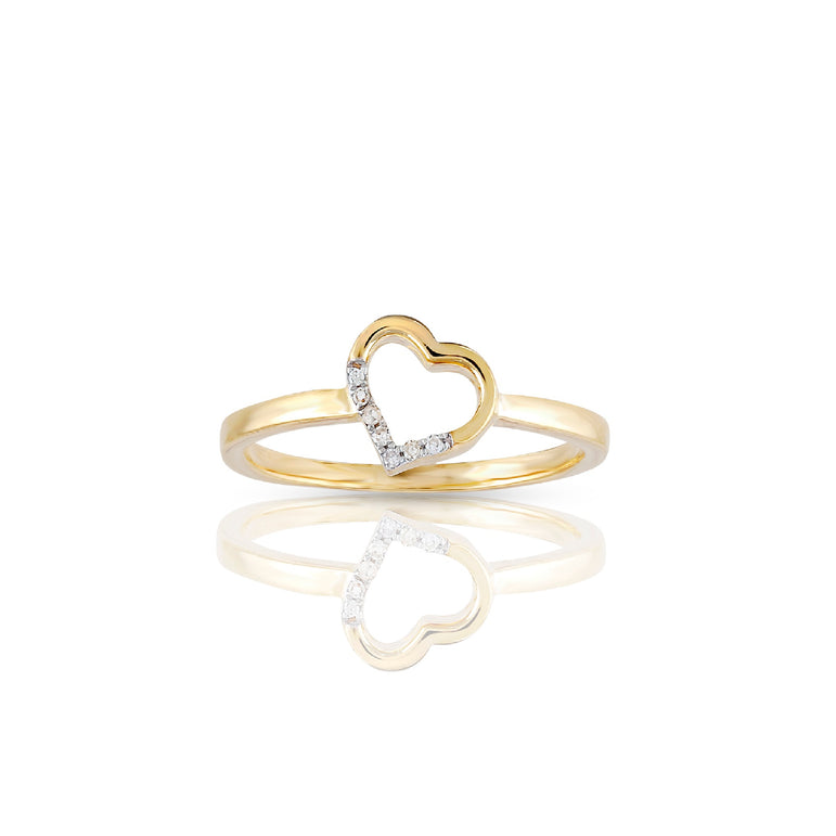 0.024Ct Round Diamond Yellow Gold Heart Ring