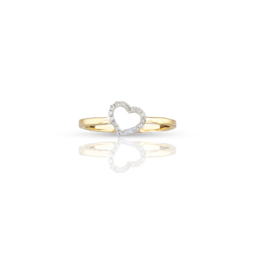Yellow Gold White Diamond Heart Ring by Rafaela Jewelry