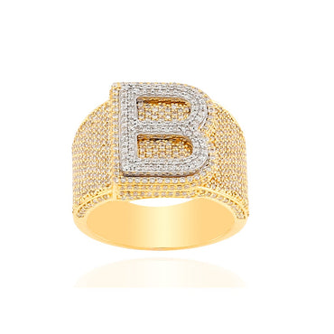 14KT Initial Letter Yellow Gold Diamond Ring by Rafaela Jewelry