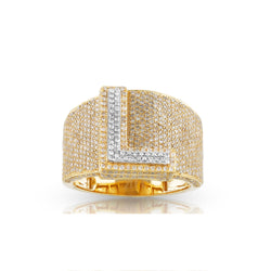 Yellow Gold Cluster Diamond Initial Letter Ring