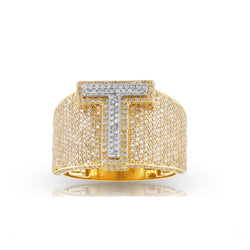 Yellow Gold Cluster Diamond Initial Letter Ring