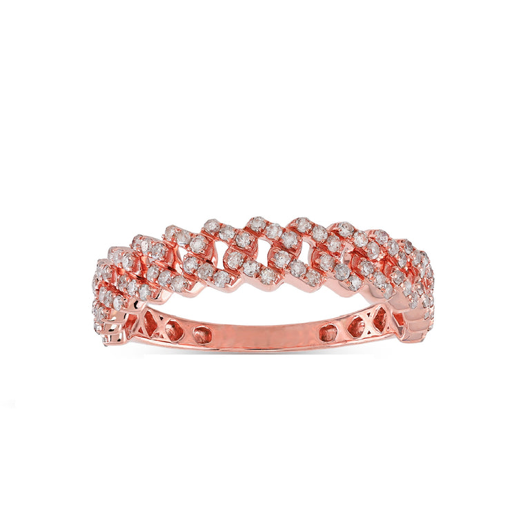 Rose Gold Round Diamond Cuban Ring