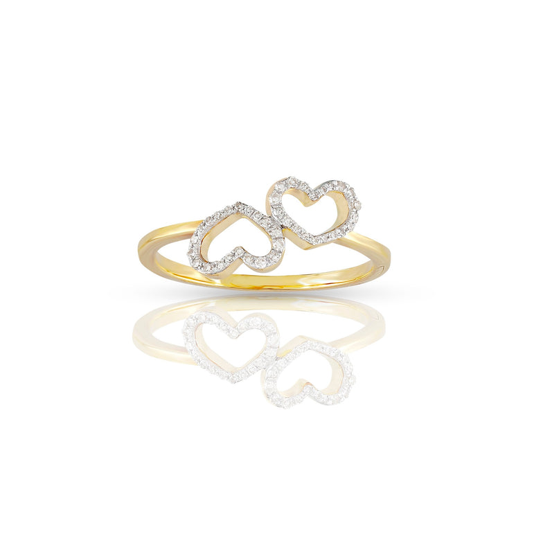 Yellow Gold Double Heart Ring by Rafaela Jewelry