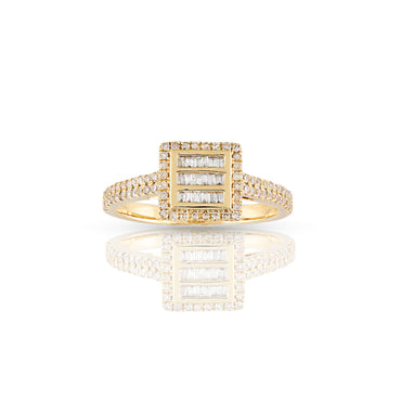 Yellow Gold Round and Baguette Diamond by Rafaela Jewelry