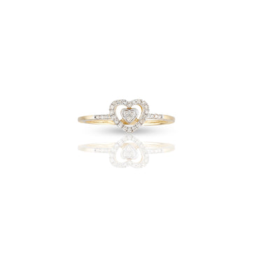 8mm Yellow Gold Creative Heart-to-Heart Diamond Ring by Rafaela Jewelry