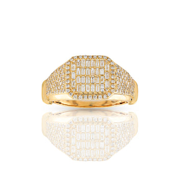 12.5mm Yellow Gold Baguette Diamonds Square Men's Ring by Rafaela Jewelry