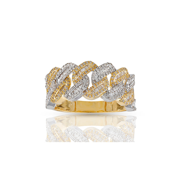 11mm Yellow Gold Cuban Ring by Rafaela Jewelry