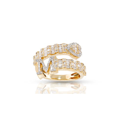 10KT Yellow Gold Baguette Diamond Heart Initials Letters Ring by Rafaela Jewelry