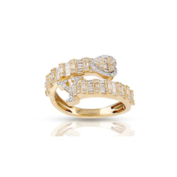 10KT Yellow Gold Baguette Diamond Heart Initials Letters Ring by Rafaela Jewelry