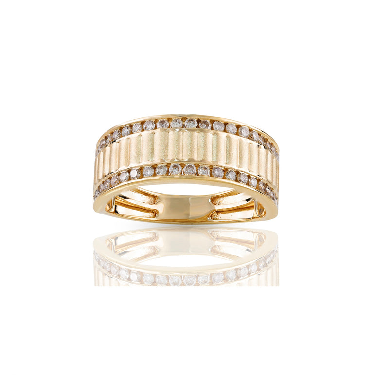 8.5mm Yellow White Gold Round Diamond Ring by Rafaela Jewelry