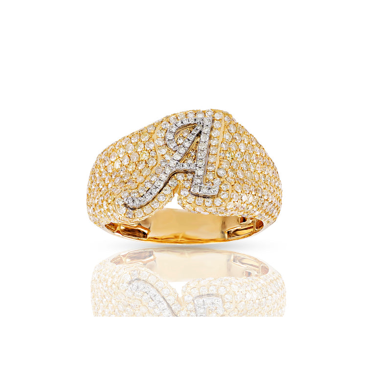 10k Yellow Gold Cluster Diamond Initial Ring