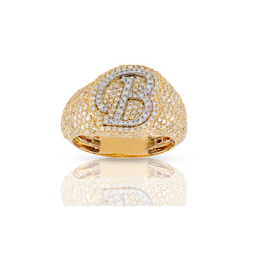 14kt Yellow Gold Round Diamond Initial Letters Rings by Rafaela Jewelry