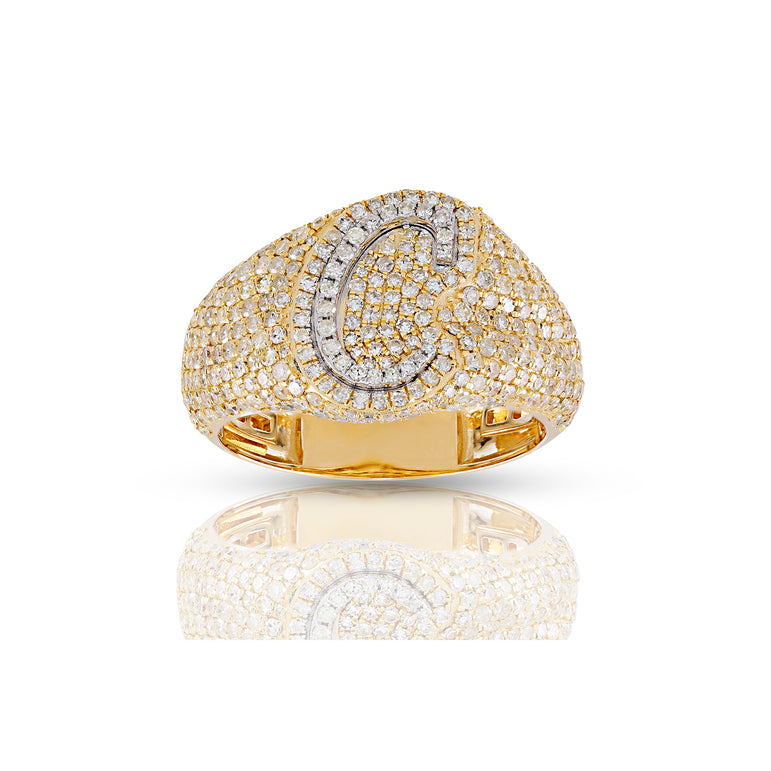 10k Yellow Gold Cluster Diamond Initial Ring