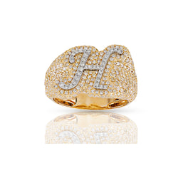 10k Yellow Gold Cluster Diamond Initial Ring