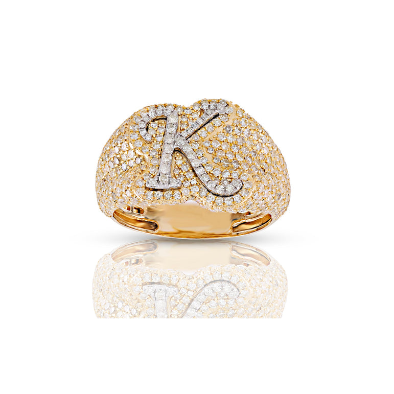 10kt Yellow Gold Round Diamond Initial Letters Rings by Rafaela Jewelry