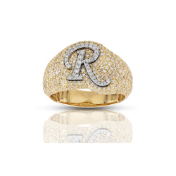 10kt Yellow Gold Round Diamond Initial Letters Rings by Rafaela Jewelry