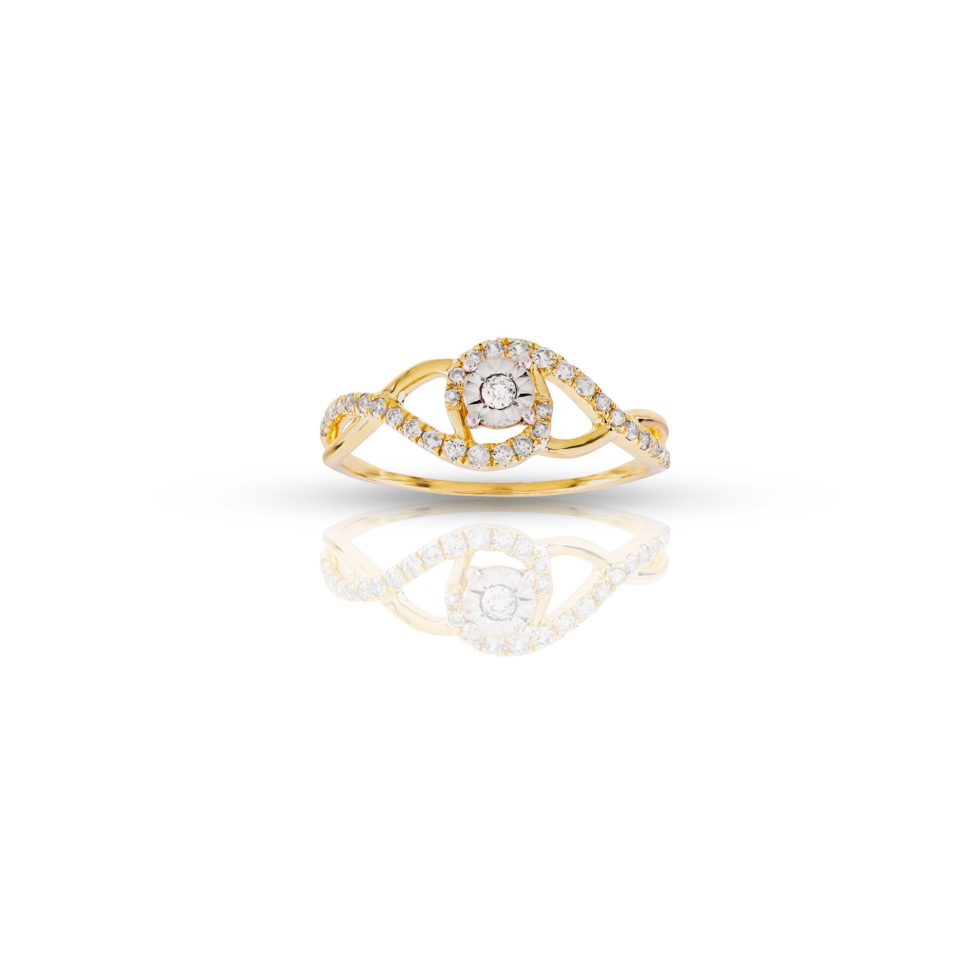 Yellow Gold Diamond Princess Engagement Ring by Rafaela Jewelry