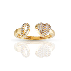 14kt Yellow Gold White Diamond Heart Initial Rings by Rafaela Jewelry