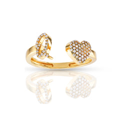 14kt Yellow Gold White Diamond Heart Initial Rings by Rafaela Jewelry