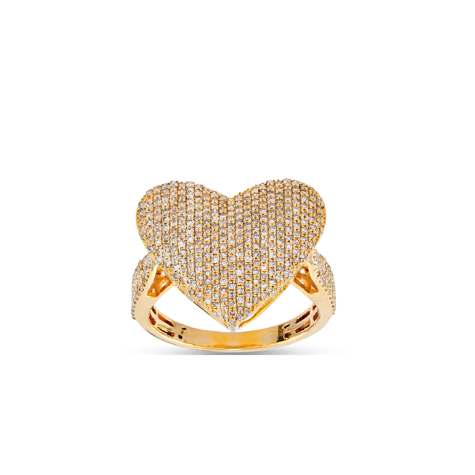 0.99Ct Round Diamond Cluster Yellow Gold Heart Ring