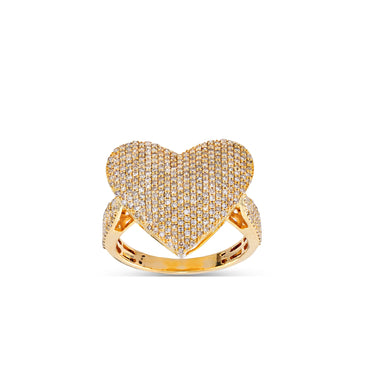 0.99Ct Round Diamond Cluster Yellow Gold Heart Ring