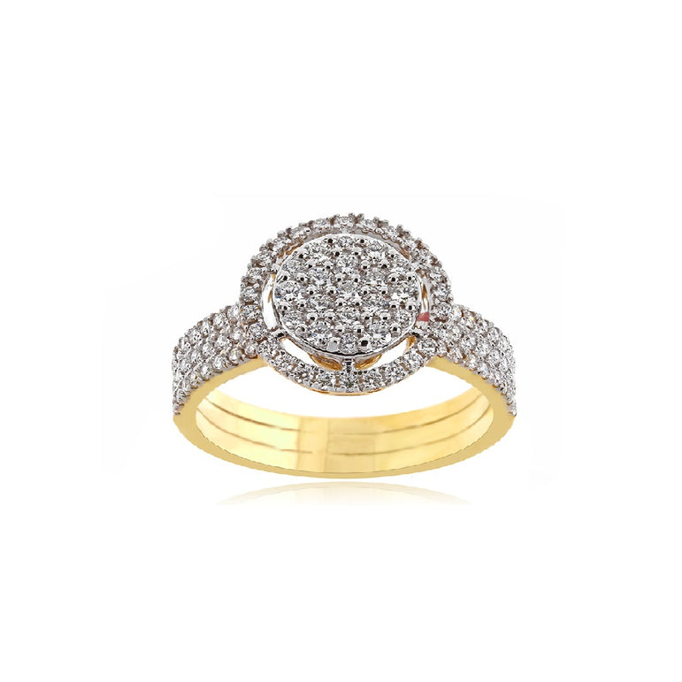 Yellow Gold White Round Diamond Ring by Rafaela Jewelry