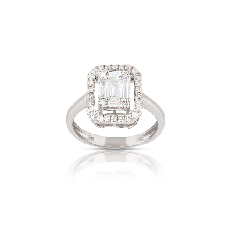 White Gold Halo Engagement Ring by Rafaela Jewelry