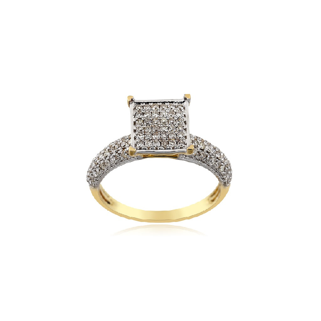 Yellow Gold Round Princess Cut Diamond Engagement Ring by Rafaela Jewelry