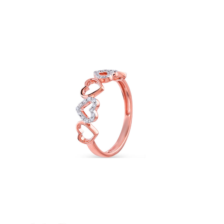 Rose Gold Round Diamond Multi Heart Ring For Women's