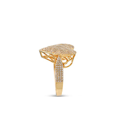 0.99Ct Round Diamond Cluster Yellow Gold Heart Ring