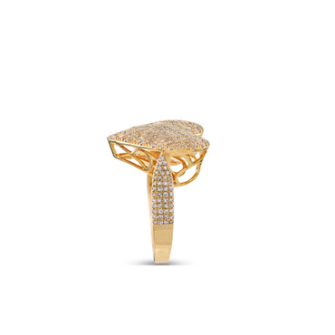 0.99Ct Round Diamond Cluster Yellow Gold Heart Ring