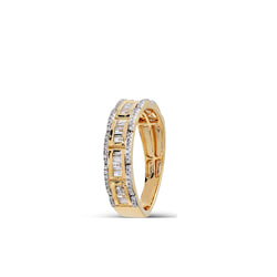 Yellow Gold Baguette and Round Diamond Band Ring