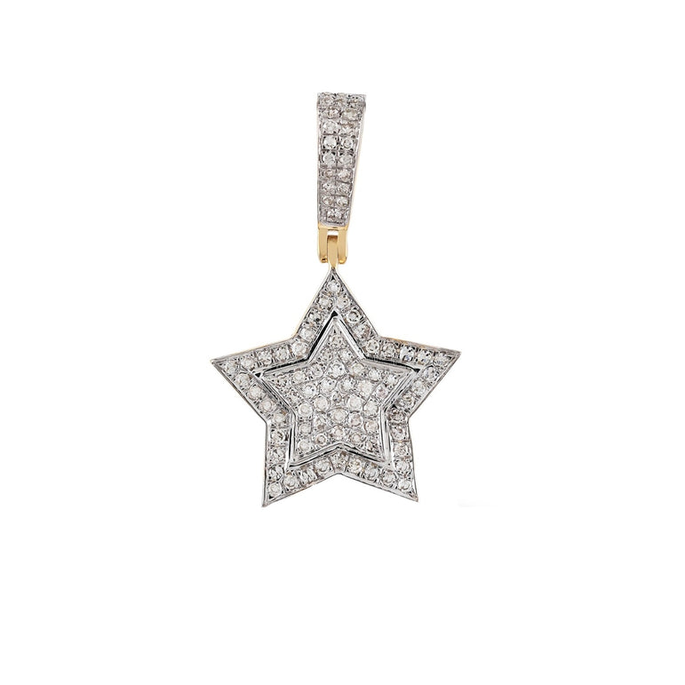 0.41 Ct Round Diamond Yellow Gold Star Pendant