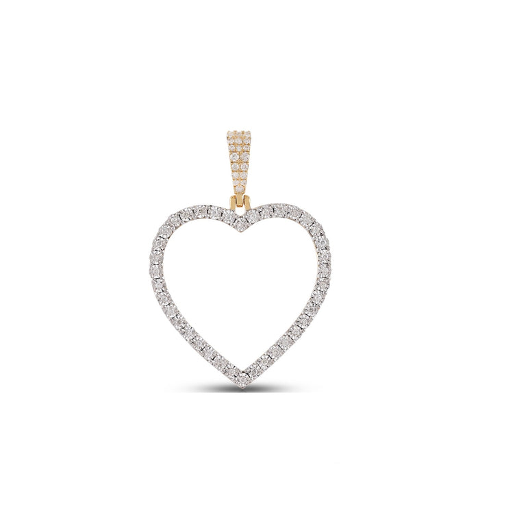 Yellow Gold Round Diamond Heart Pendant