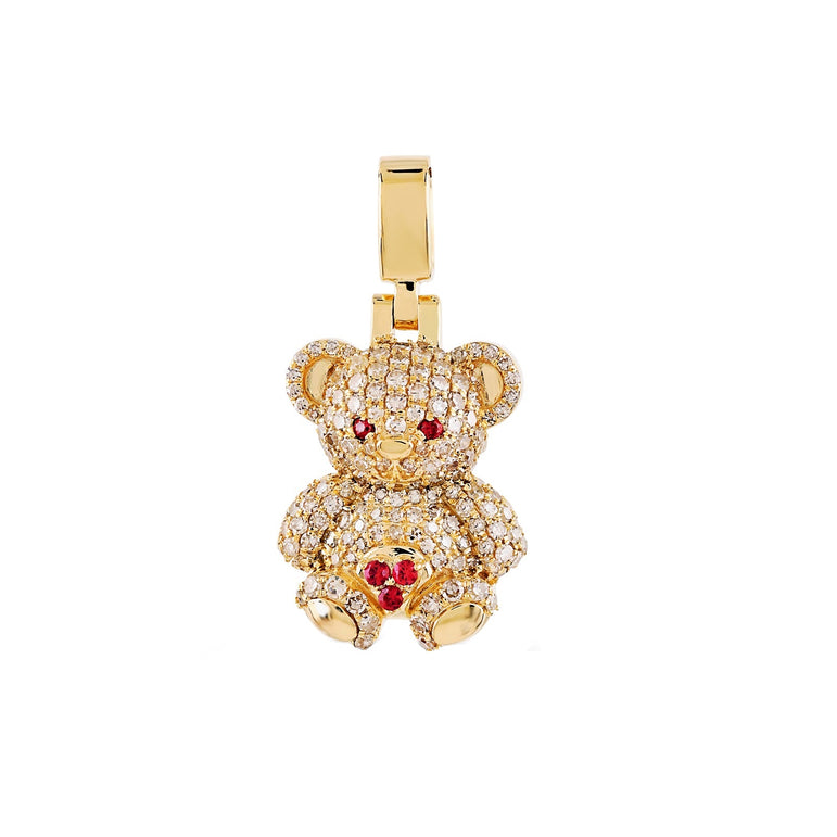 0.55 Ct Round Diamond Yellow Gold Teddy Pendant