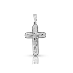 White Gold Jesus Crucifix Cross Pendant With Diamond