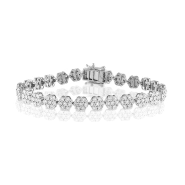 White Gold Round Cluster Diamond Bracelet