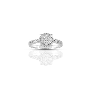 White Gold Round Diamond Halo Engagement Ring