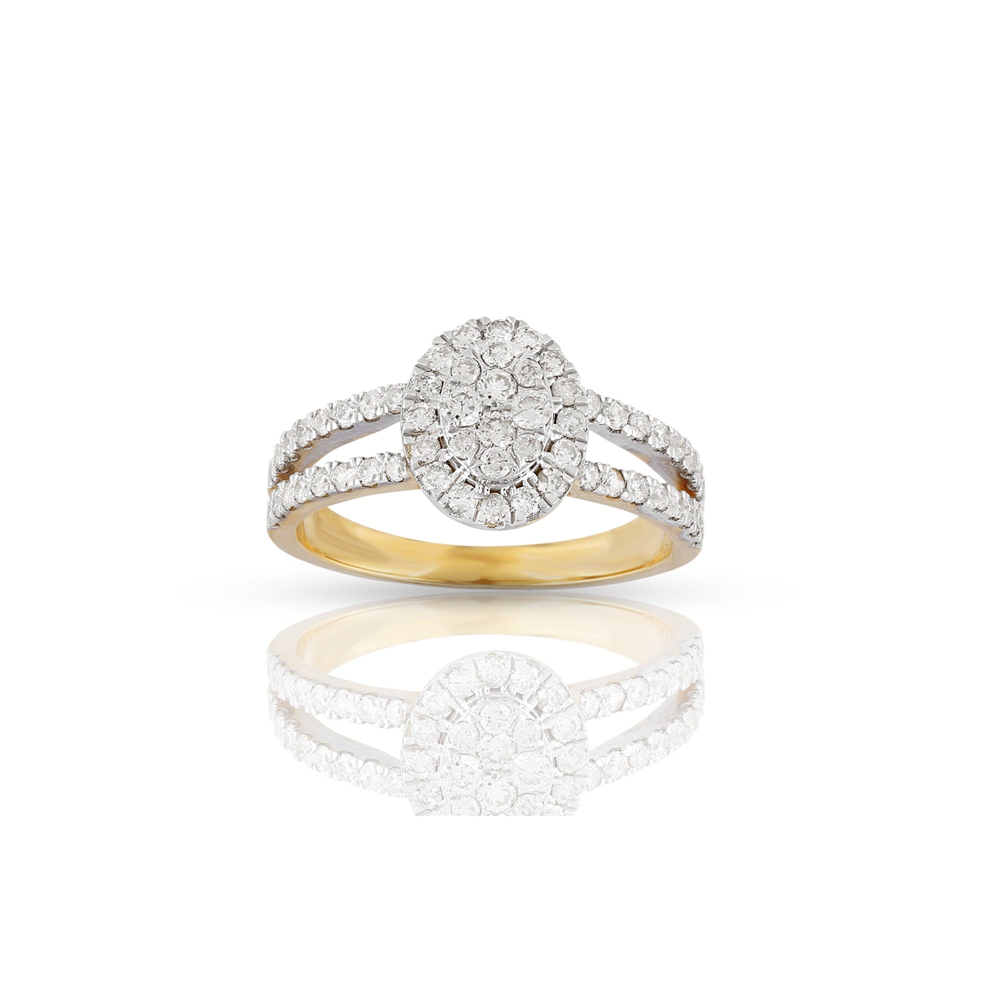 Yellow Gold Cluster Diamond Double Band Ring