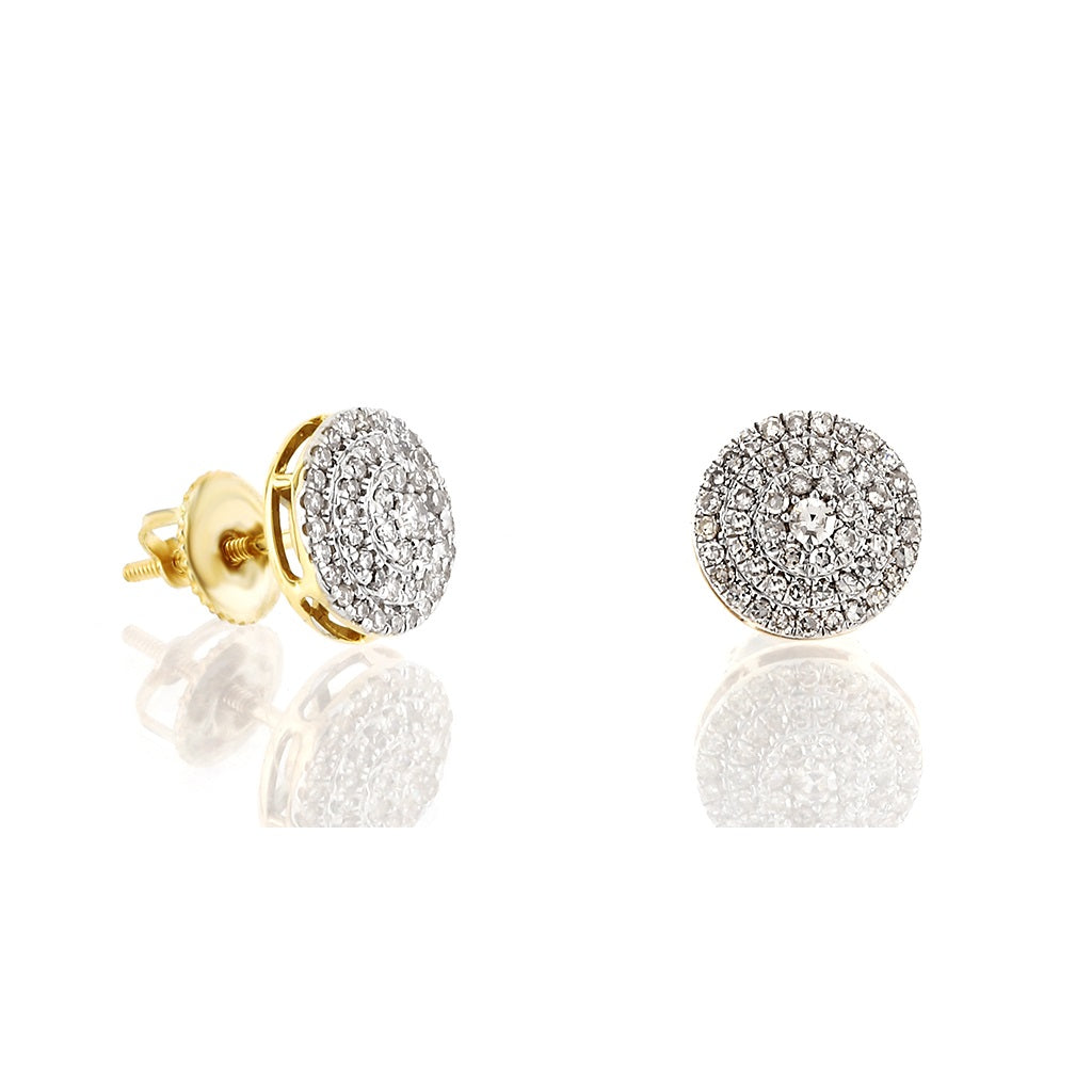 Yellow Gold Cluster Diamond Round Earring