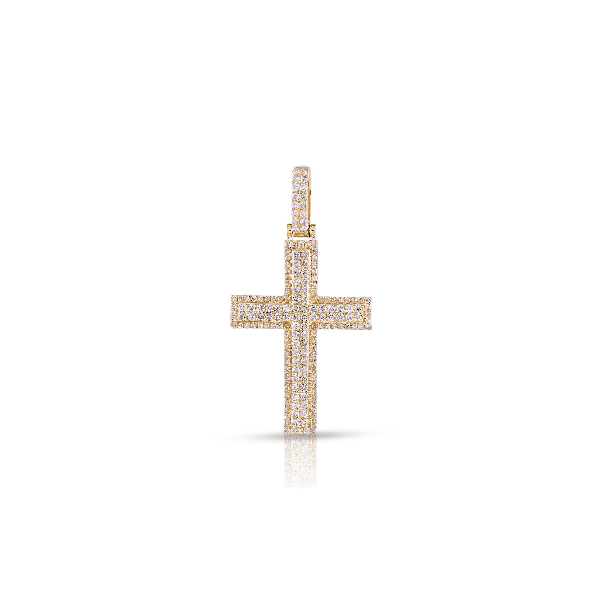 Yellow Gold Diamond Cluster Cross Pendant