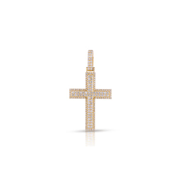 Yellow Gold Diamond Cluster Cross Pendant