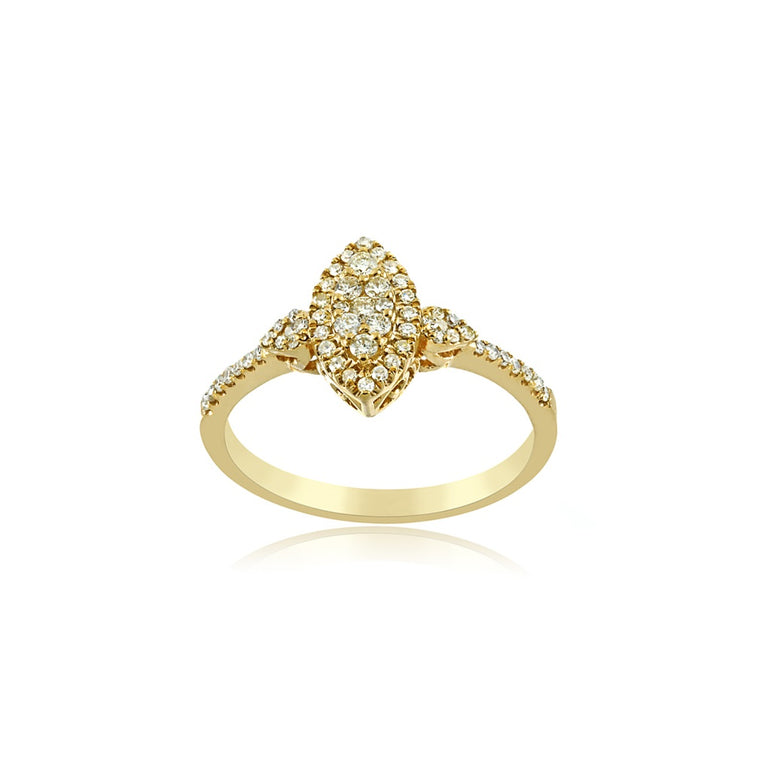 Yellow Gold Diamond Cluster Marquise Ring