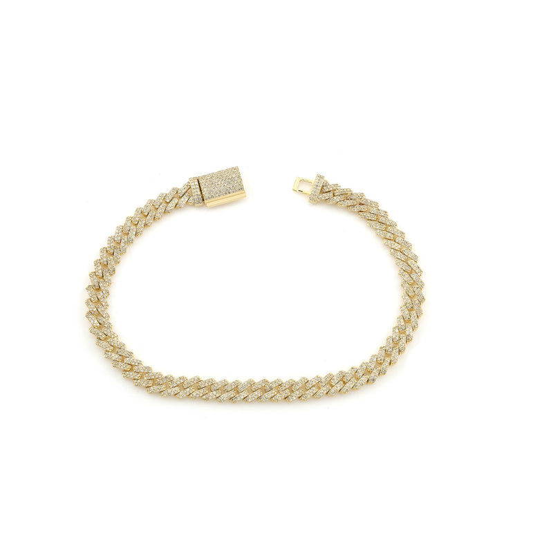 Yellow Gold Diamond Pave Cuban Bracelet