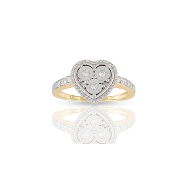 Yellow Gold Heart Shape Diamond Illusion Ring