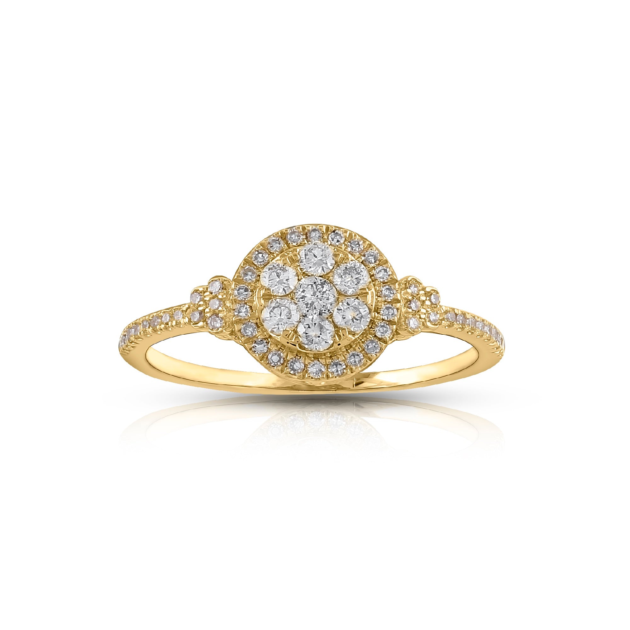 18K Yellow Gold Illusion Diamond Ring